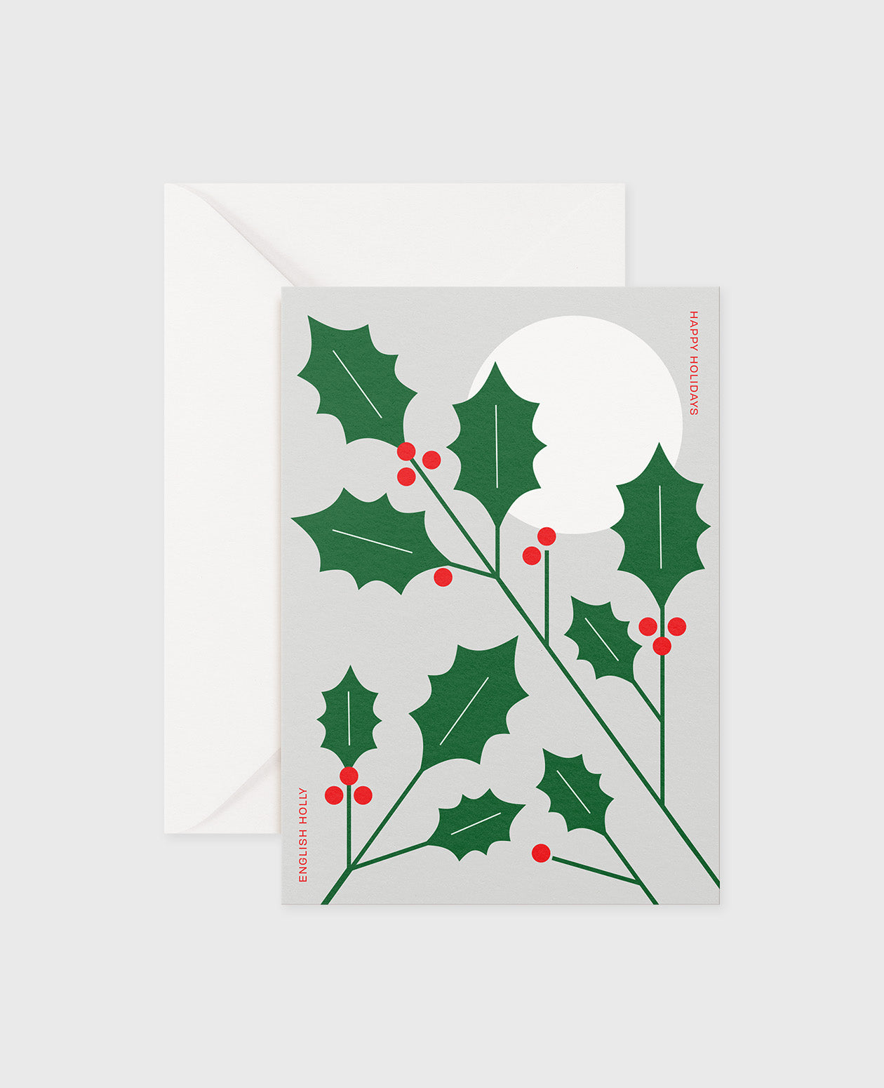 English Holly Illustrated Greeting Card