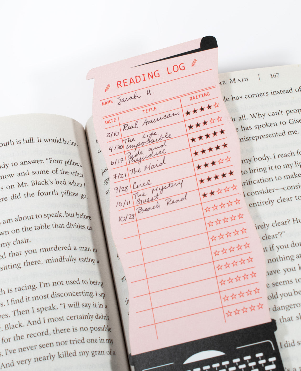 Typewriter Reading Log Bookmark
