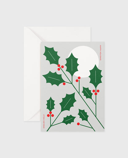 Set of 5 English Holly Illustrated Card Set