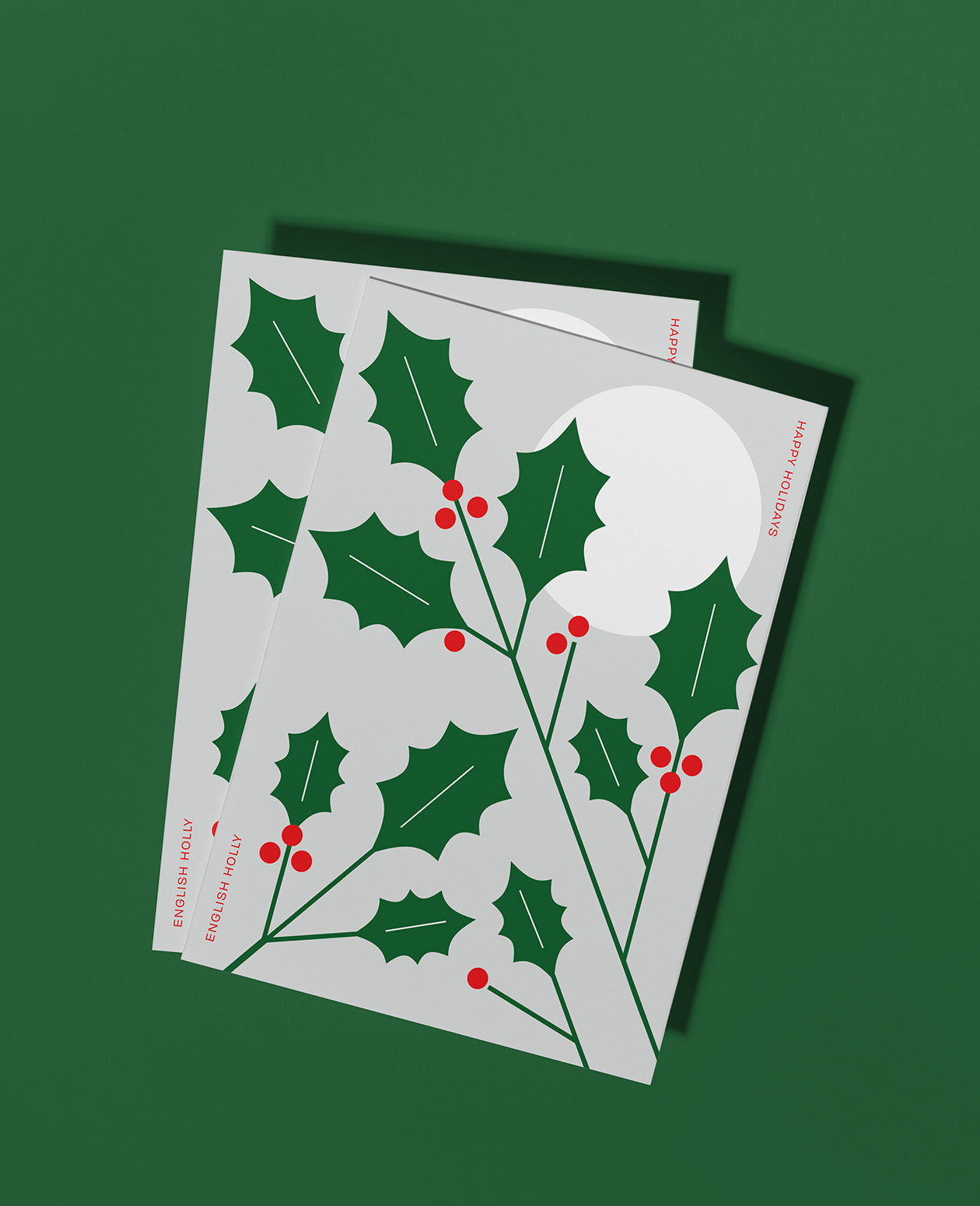 Set of 5 English Holly Illustrated Card Set