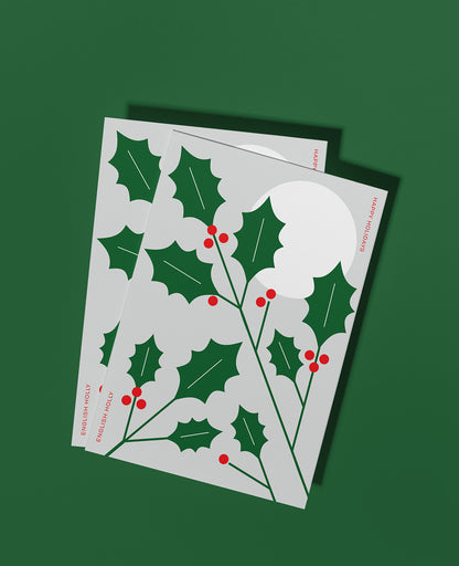 Set of 5 English Holly Illustrated Card Set