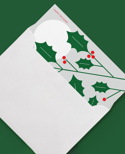 Set of 5 English Holly Illustrated Card Set