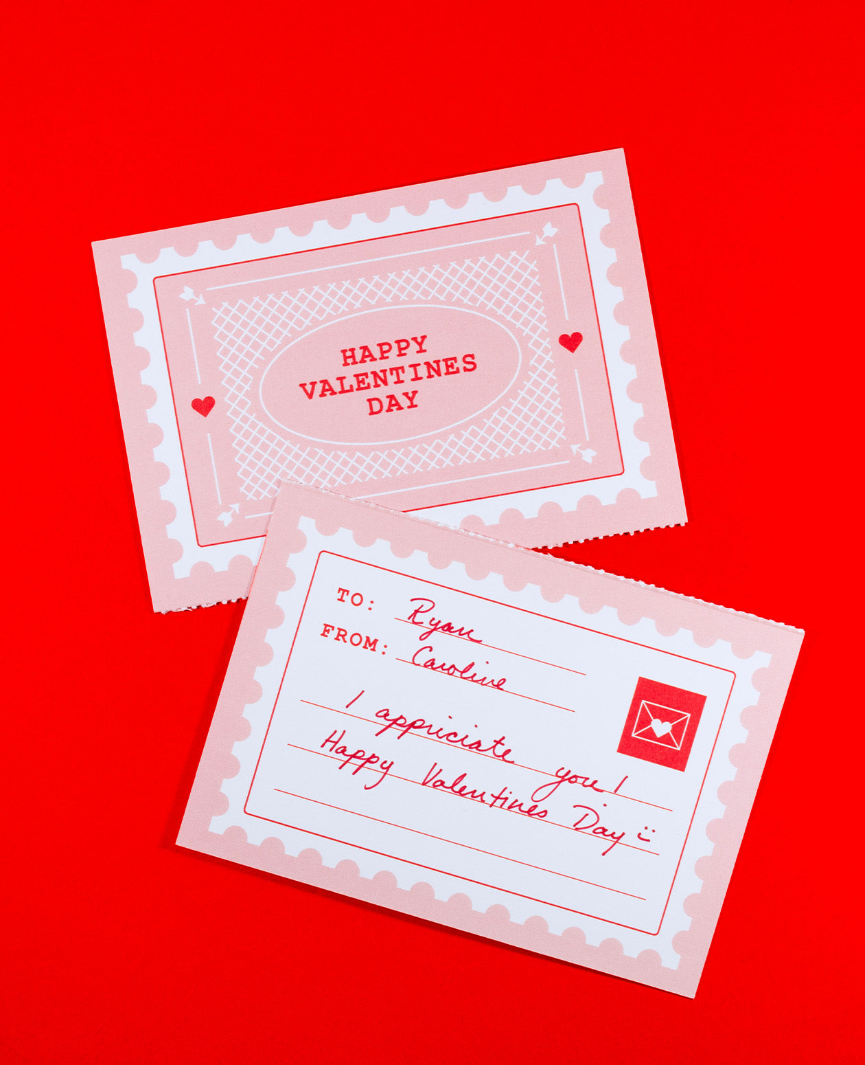 Postage Stamp Mini Valentine Card Set
