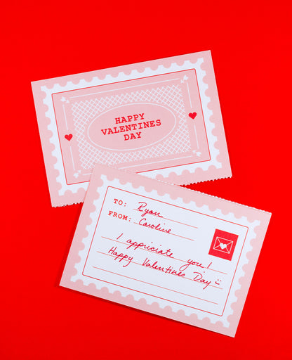 Postage Stamp Mini Valentine Card Set