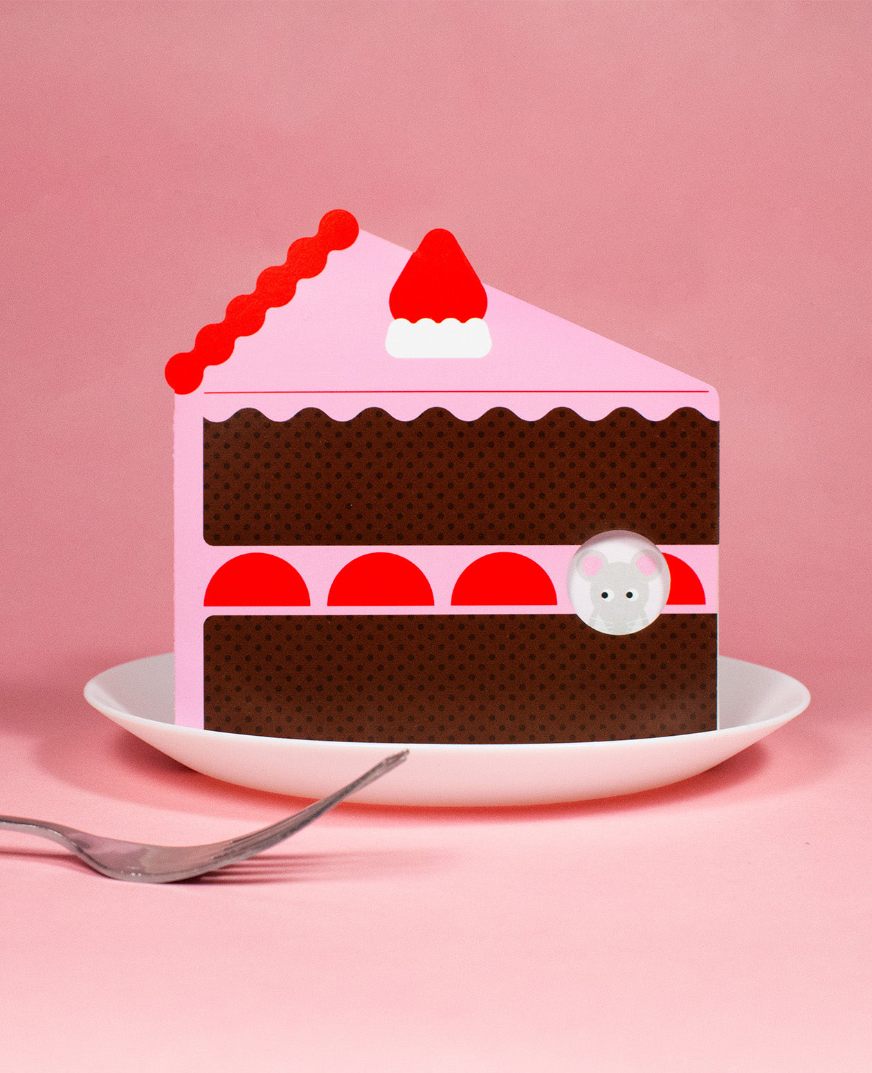 Surprise Strawberry Chocolate Cake Greeting Card
