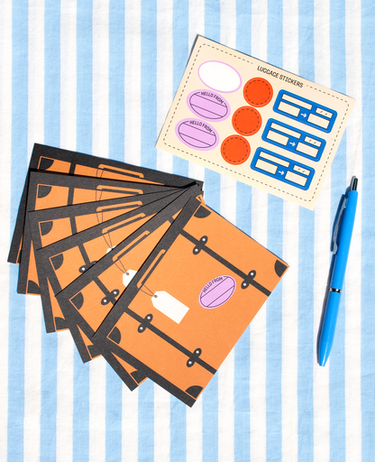 Suitcase Postcard & Luggage Sticker Set