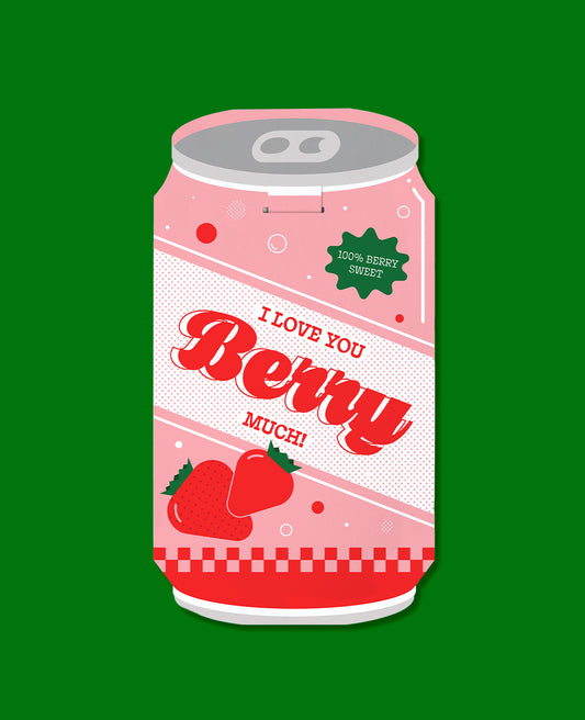 Love You Berry Much Soda Can Card