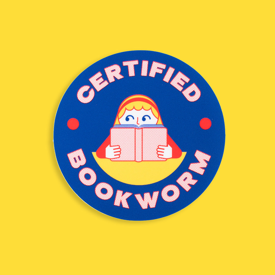 Illustrated Sticker: Certified Bookworm Vinyl Sticker