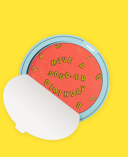 Alphabet Soup Can Birthday Card