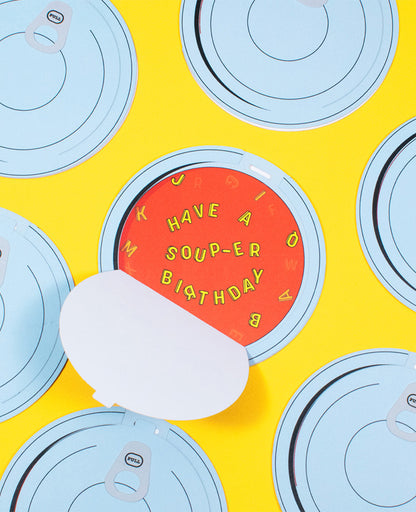 Alphabet Soup Can Birthday Card