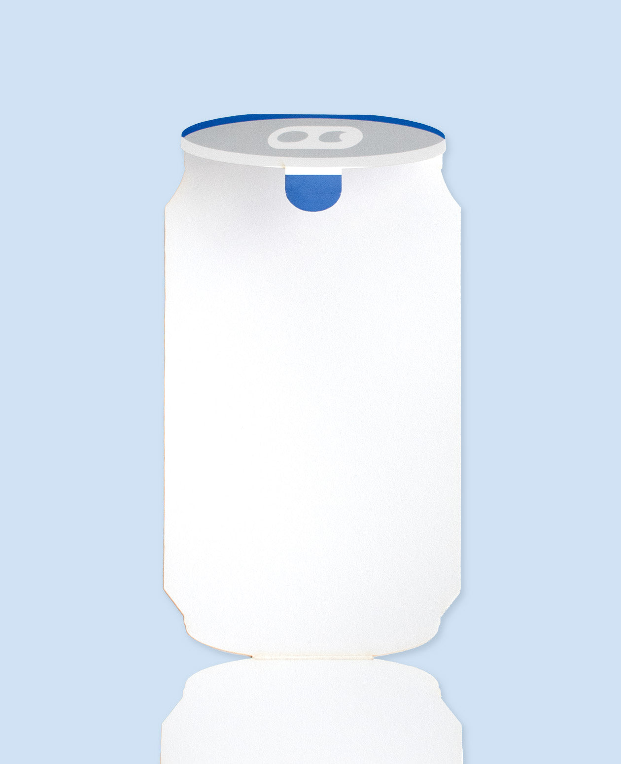 Opened Greeting card for dad featuring a blue soda can on a light blue background..