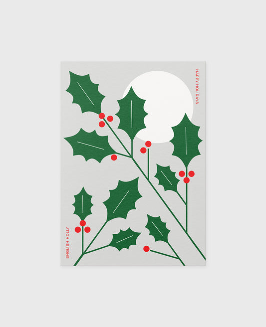 English Holly Illustrated Greeting Card