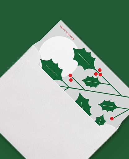 English Holly Illustrated Greeting Card