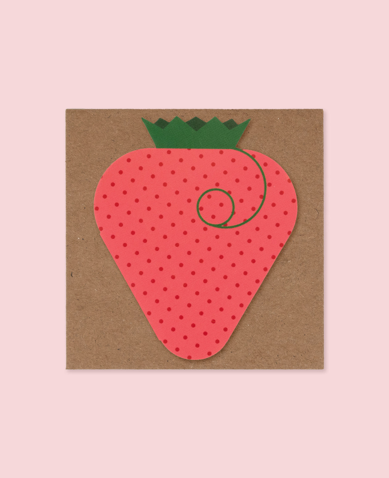 Mini Greeting Card shaped like a strawberry with envelope on a pink background, perfect for sending cheerful notes.