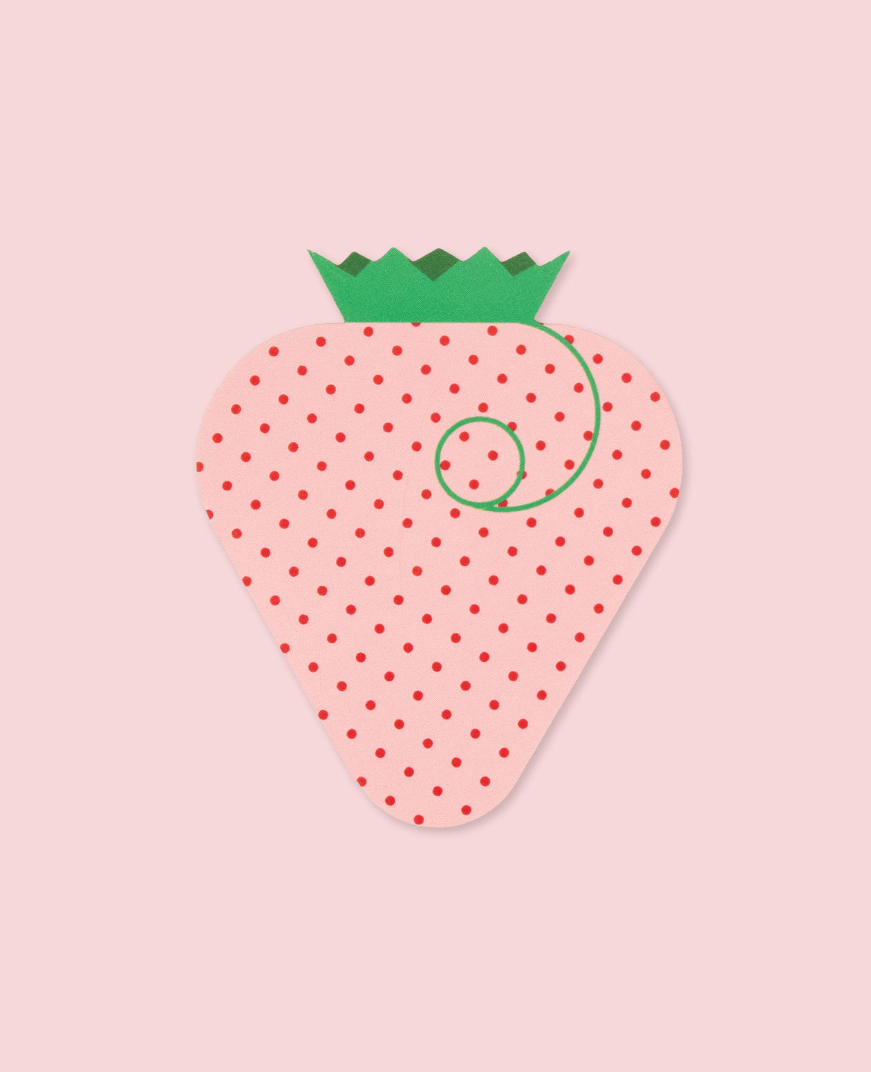 Mini Greeting Card shaped like a strawberry on a pink background, perfect for sending cheerful notes.
