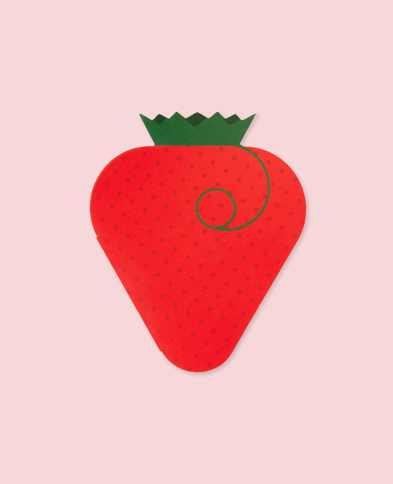 Mini Greeting Card shaped like a strawberry on a pink background, perfect for sending cheerful notes.