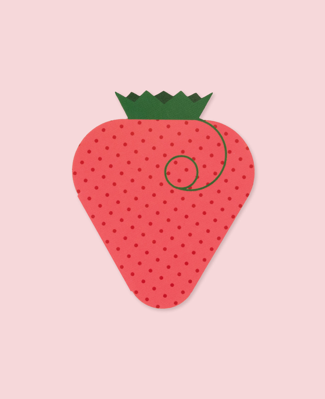Mini Greeting Card shaped like a strawberry on a pink background, perfect for sending cheerful notes.