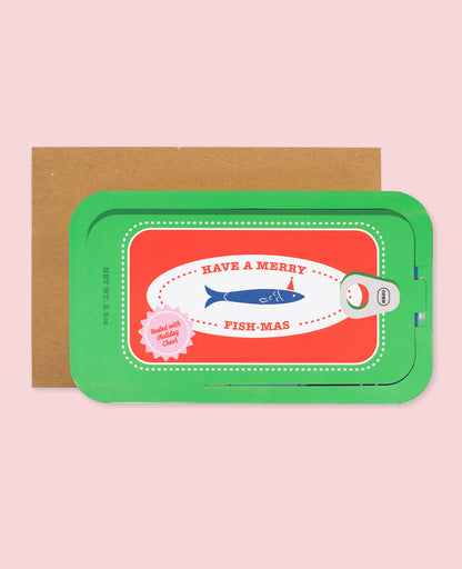 Set of 5 Merry Fish-mas Sardine Holiday Card Set