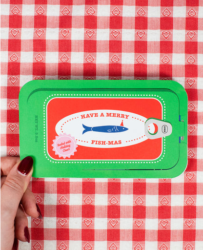 Set of 5 Merry Fish-mas Sardine Holiday Card Set