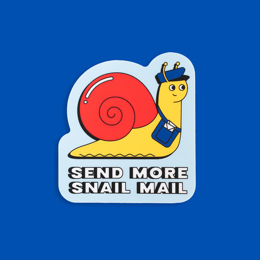 Illustrated Sticker: Send More Snail Mail Vinyl Sticker