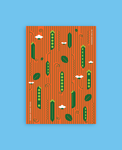 Sugar Snap Pea Botanical Postcard: In the Garden Illustration