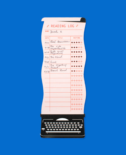 Typewriter Reading Log Bookmark